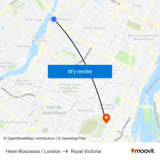 Henri-Bourassa / London to Royal Victoria map