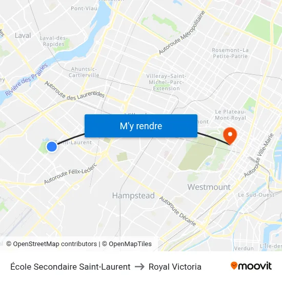 École Secondaire Saint-Laurent to Royal Victoria map
