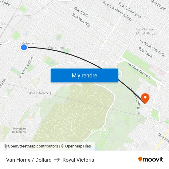 Van Horne / Dollard to Royal Victoria map