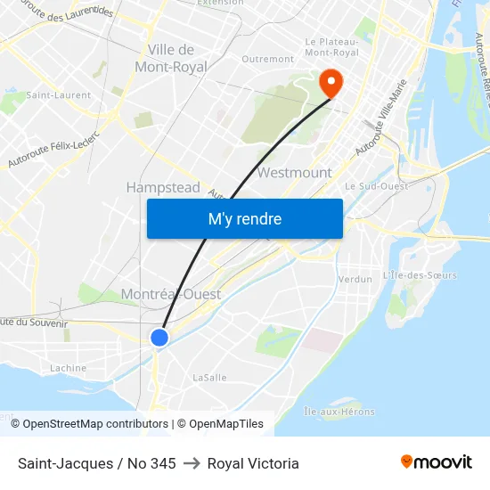 Saint-Jacques / No 345 to Royal Victoria map