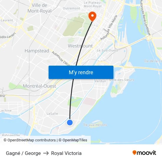 Gagné / George to Royal Victoria map
