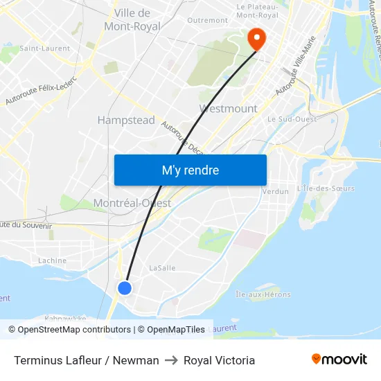 Terminus Lafleur / Newman to Royal Victoria map