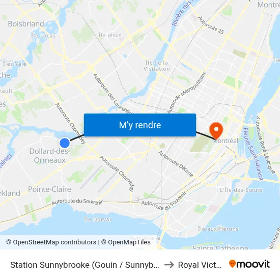 Station Sunnybrooke (Gouin / Sunnybrooke) to Royal Victoria map