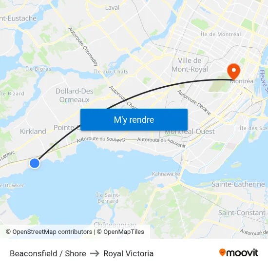 Beaconsfield / Shore to Royal Victoria map
