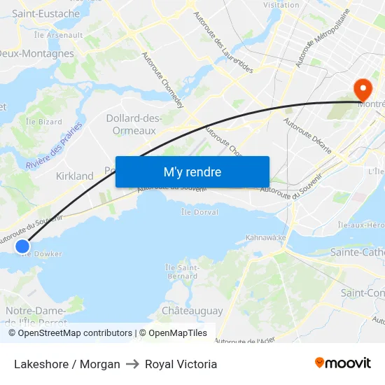 Lakeshore / Morgan to Royal Victoria map