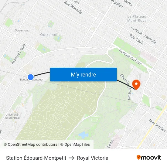 Station Édouard-Montpetit to Royal Victoria map