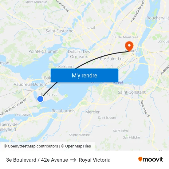 3e Boulevard / 42e Avenue to Royal Victoria map