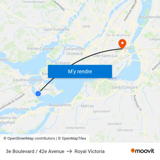 3e Boulevard / 42e Avenue to Royal Victoria map