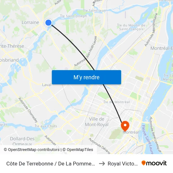 Côte De Terrebonne / De La Pommeraie to Royal Victoria map