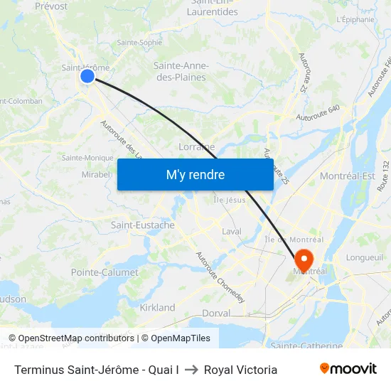 Terminus Saint-Jérôme - Quai I to Royal Victoria map