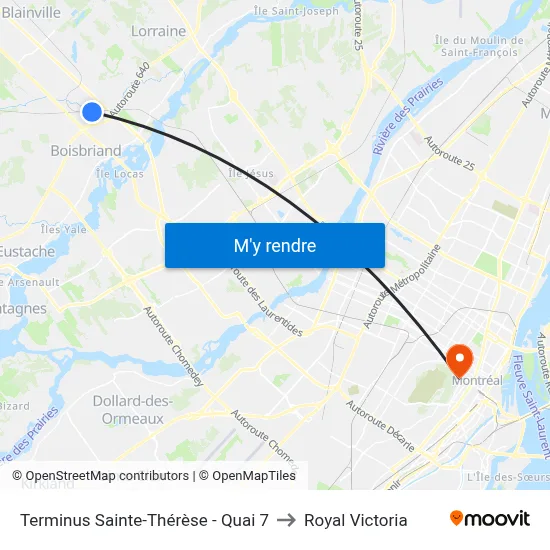 Terminus Sainte-Thérèse - Quai 7 to Royal Victoria map