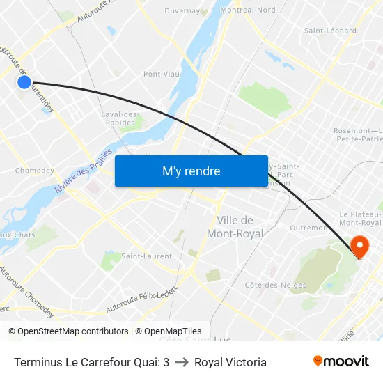 Terminus Le Carrefour Quai: 3 to Royal Victoria map