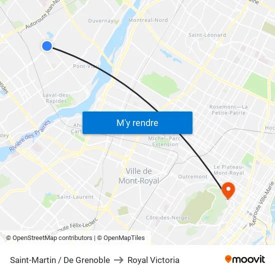 Saint-Martin / De Grenoble to Royal Victoria map