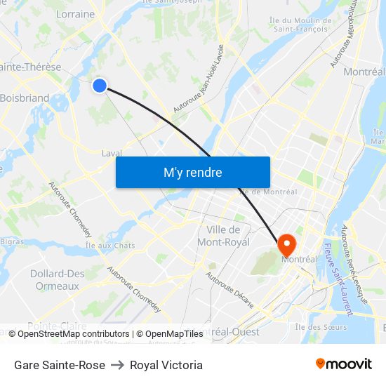 Gare Sainte-Rose to Royal Victoria map