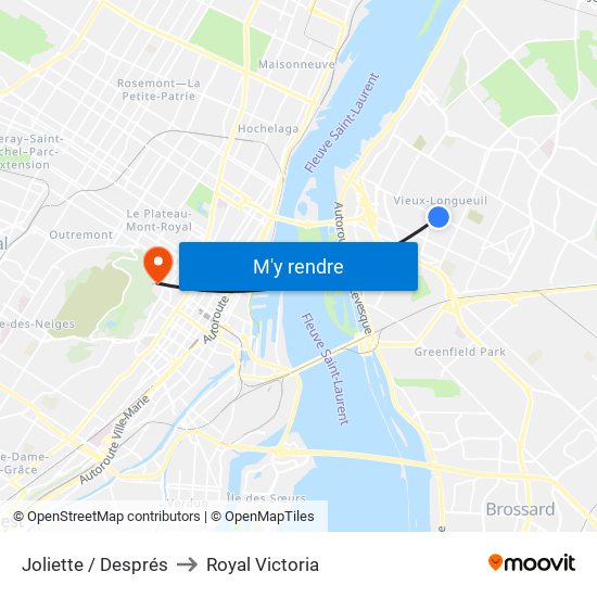 Joliette / Després to Royal Victoria map