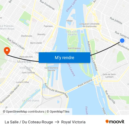 La Salle / Du Coteau-Rouge to Royal Victoria map