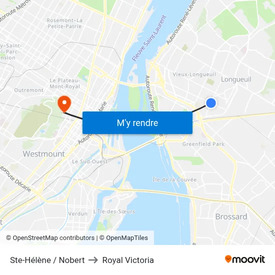 Ste-Hélène / Nobert to Royal Victoria map