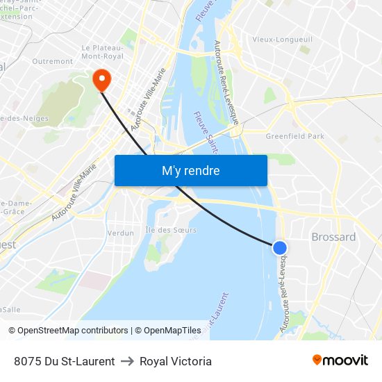 8075 Du St-Laurent to Royal Victoria map