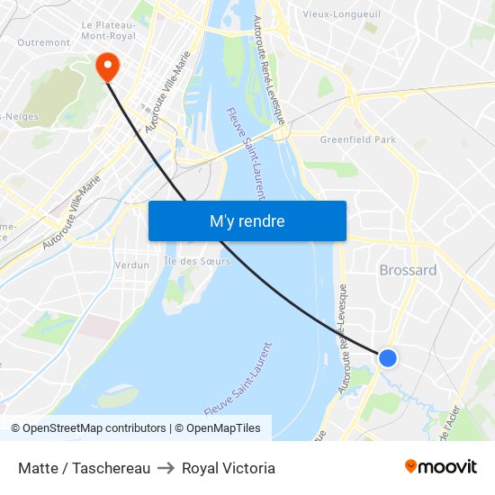 Matte / Taschereau to Royal Victoria map