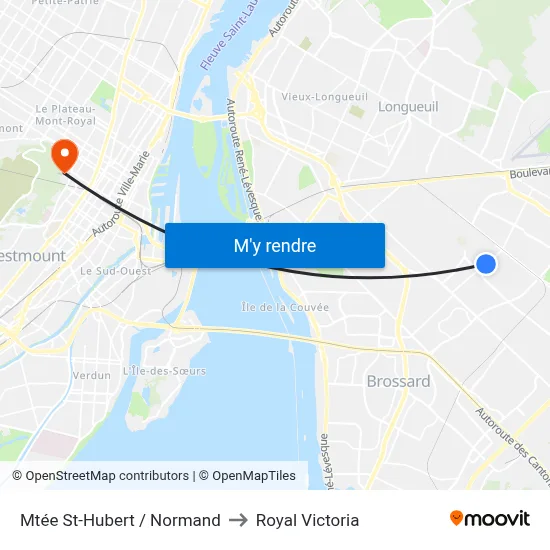 Mtée St-Hubert / Normand to Royal Victoria map