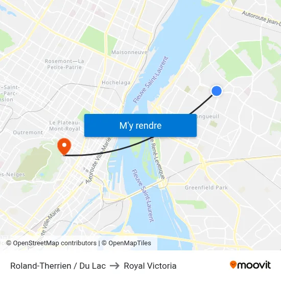 Roland-Therrien / Du Lac to Royal Victoria map