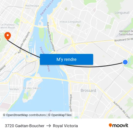 3720 Gaétan-Boucher to Royal Victoria map