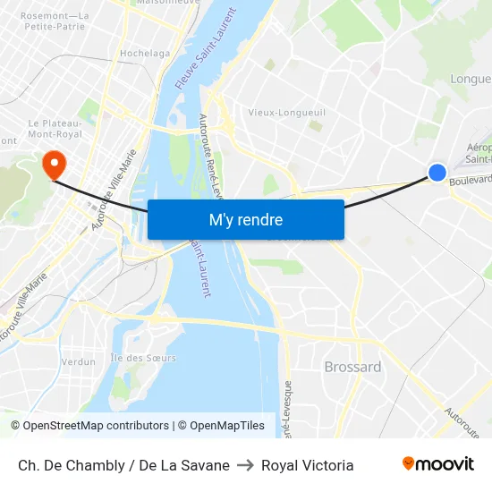 Ch. De Chambly / De La Savane to Royal Victoria map