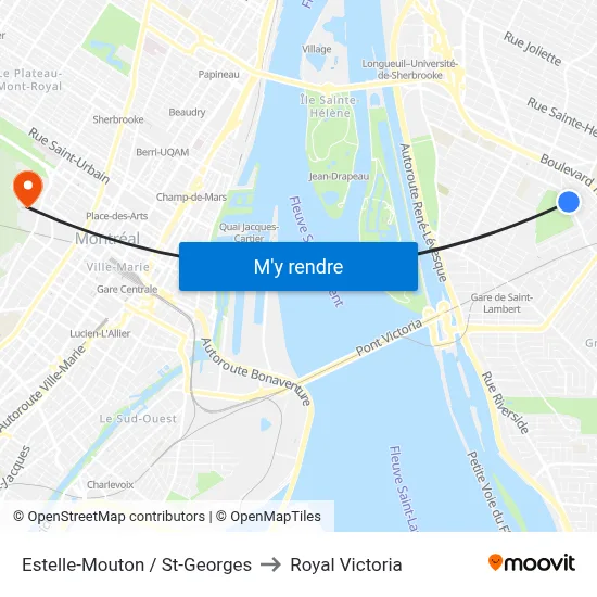 Estelle-Mouton / St-Georges to Royal Victoria map