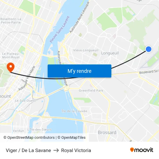Viger / De La Savane to Royal Victoria map