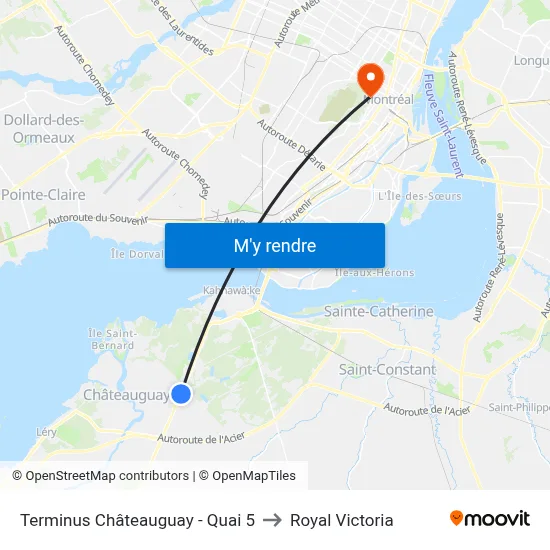 Terminus Châteauguay - Quai 5 to Royal Victoria map