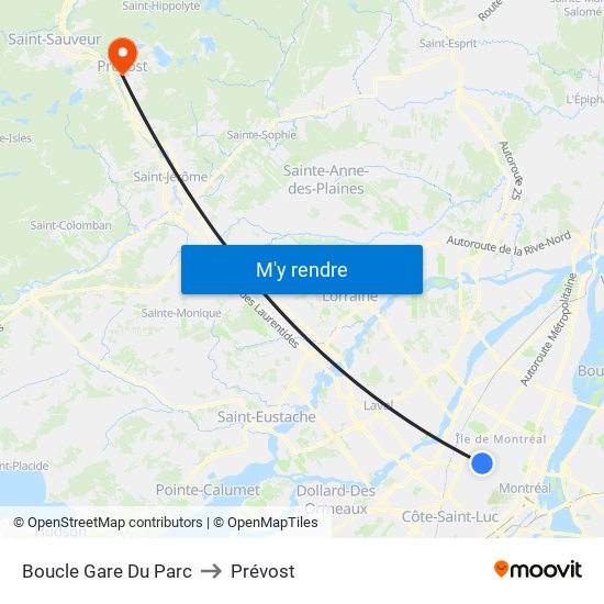 Boucle Gare Du Parc to Prévost map