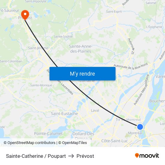 Sainte-Catherine / Poupart to Prévost map