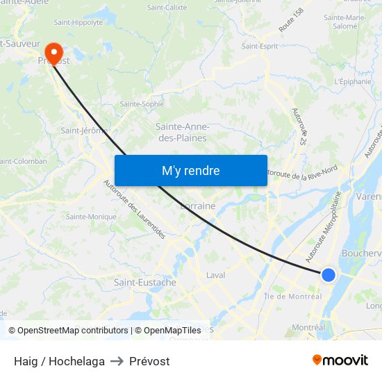 Haig / Hochelaga to Prévost map