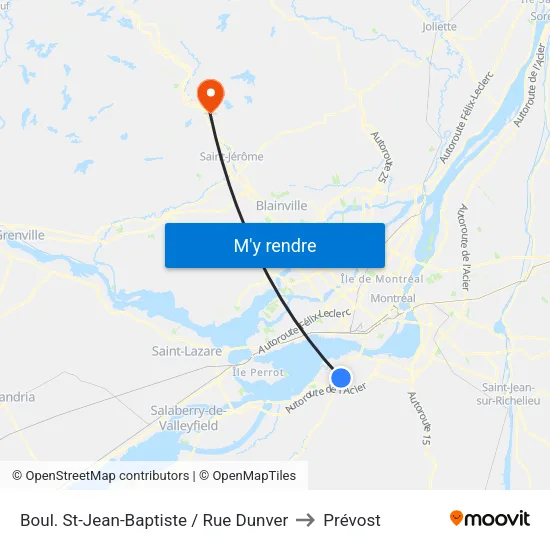 Boul. St-Jean-Baptiste / Rue Dunver to Prévost map