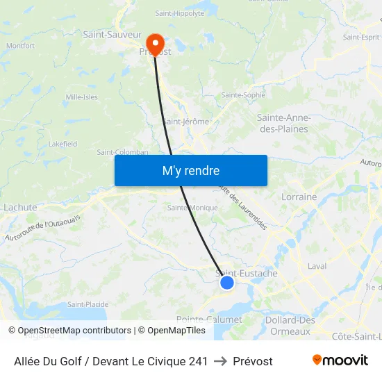 Allée Du Golf / Devant Le Civique 241 to Prévost map