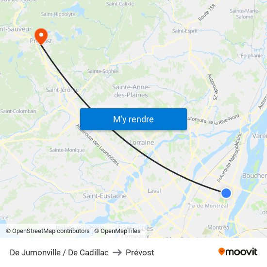 De Jumonville / De Cadillac to Prévost map