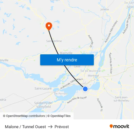 Malone / Tunnel Ouest to Prévost map