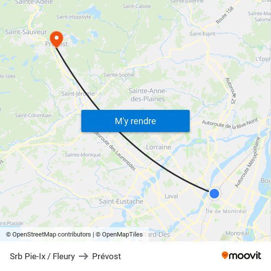 Srb Pie-Ix / Fleury to Prévost map