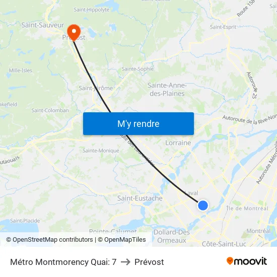 Métro Montmorency Quai: 7 to Prévost map