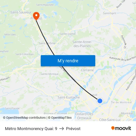 Métro Montmorency Quai: 9 to Prévost map