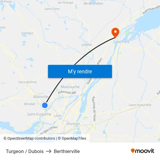 Turgeon / Dubois to Berthierville map