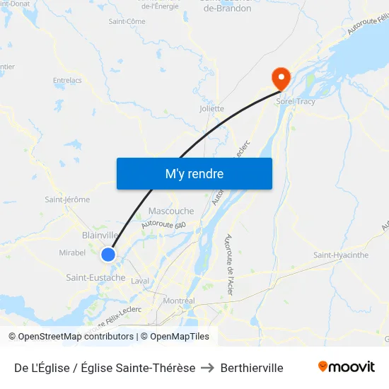 De L'Église / Église Sainte-Thérèse to Berthierville map