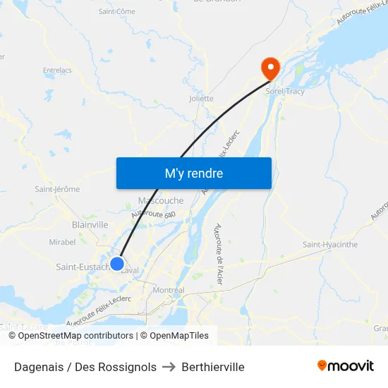 Dagenais  / Des Rossignols to Berthierville map
