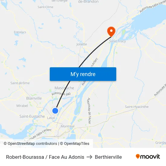 Robert-Bourassa / Face Au Adonis to Berthierville map