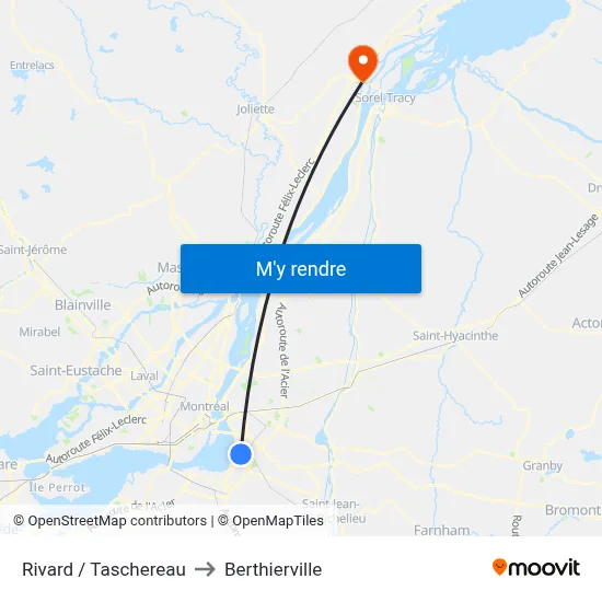Rivard / Taschereau to Berthierville map