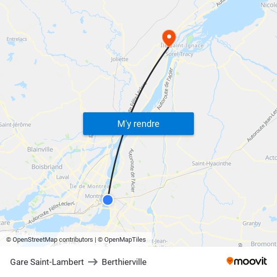 Gare Saint-Lambert to Berthierville map