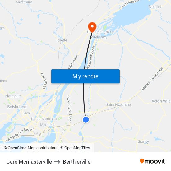 Gare Mcmasterville to Berthierville map