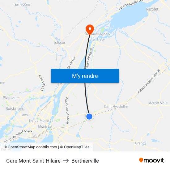 Gare Mont-Saint-Hilaire to Berthierville map