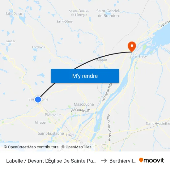 Labelle / Devant L'Église De Sainte-Paule to Berthierville map