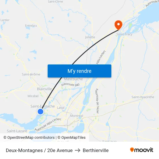 Deux-Montagnes / 20e Avenue to Berthierville map